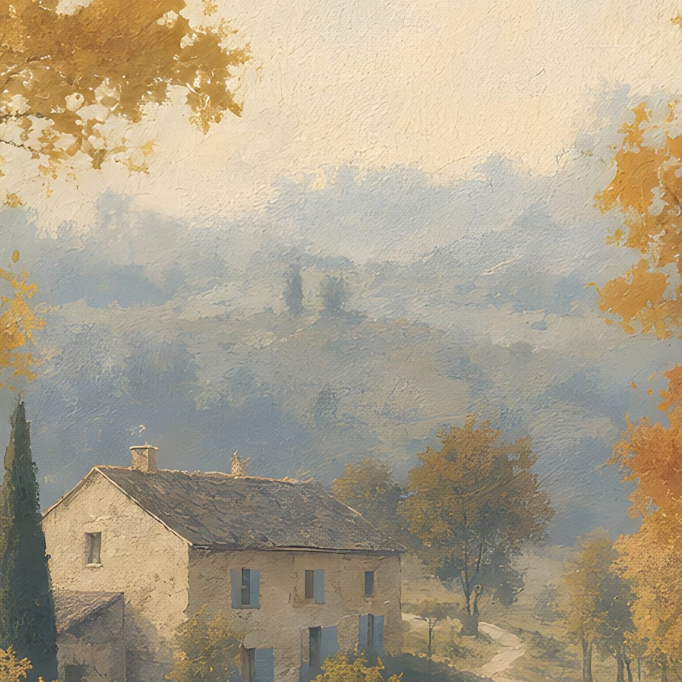 Autumn farmhouse lane to the farmhouse 2x3 300dpi shipped 100pct